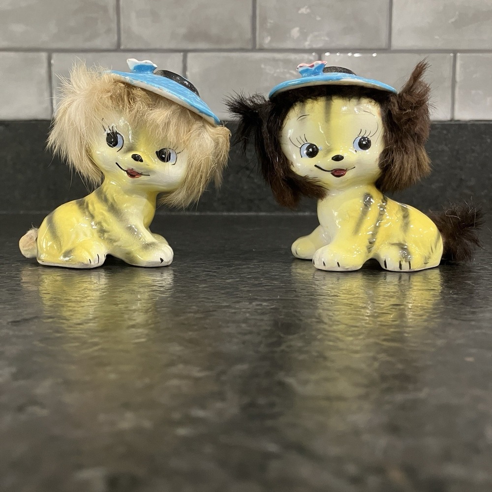 Pair of 1950's JAPAN Anthropomorphic Kitties California Creations by Bradley